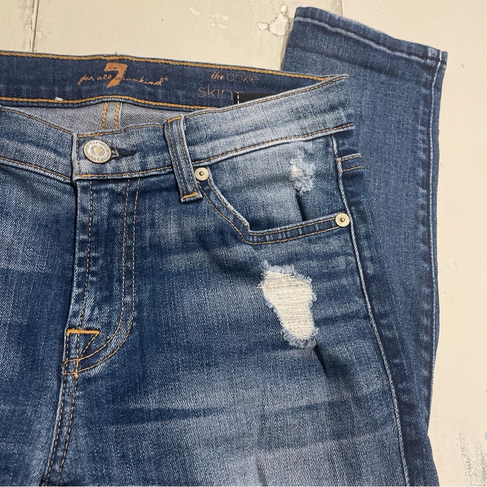 7 For All Mankind The Ankle Skinny Jeans - Sz 24 - Picture 2 of 7